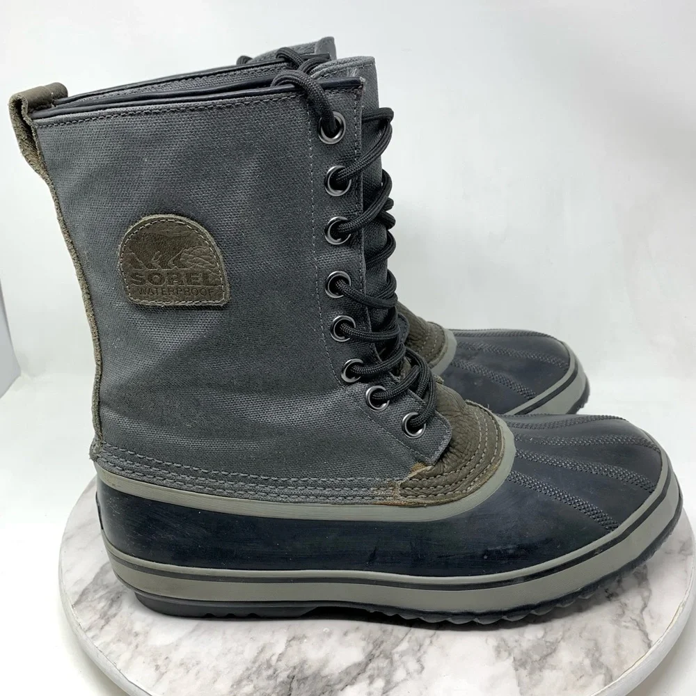 Sorel 1964 Premium CVS Gray Lace Up Waterproof Snow Boots 10/44 Mens Insulated